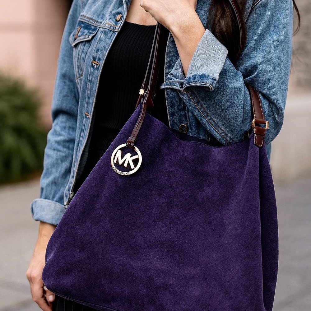 Michael Kors Purple Suede Large Tote Bag — Never Used
